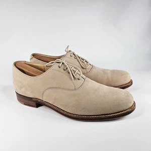 Grenson Paul Stuart Derby Shoes Mens 10 D Made in England Nubuck Suede Beige - Picture 1 of 12