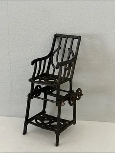 Antique Dollhouse Convertible High Chair W/Wheels (B) - Likely Simon Et Rivollet - Picture 1 of 8
