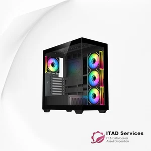 DIYPC ARGB-N6-BK Black Dual USB-C Tempered Glass ATX Gaming Computer PC Case - Picture 1 of 1