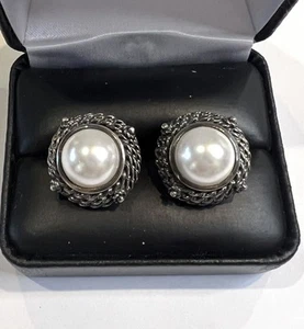 925 sterling silver pearl earrings - Picture 1 of 11
