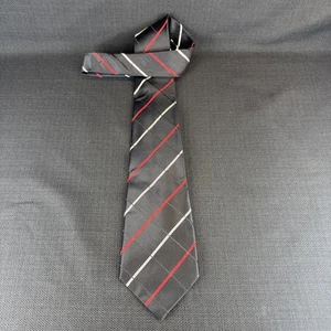 Geoffrey Beene Black Red White Striped Mens Tie 100% Silk 58 x 4 Necktie - Picture 1 of 11