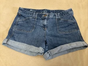 Ann Taylor Loft Jean Shorts 10 Womens Roll Ups Blue Denim - Picture 1 of 4