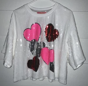 Top Simply Southern, Lentejuelas, San Valentín, Corazones, Mujer Mediano, Nuevo con Etiquetas, Forrado - Imagen 1 de 5
