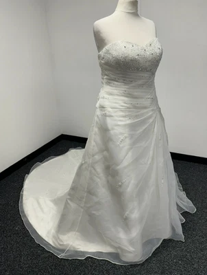 Mark Lesley 2115 Designer Ivory Strapless Beaded Wedding Dress Gown UK Size 22 ? - Image 1 of 4
