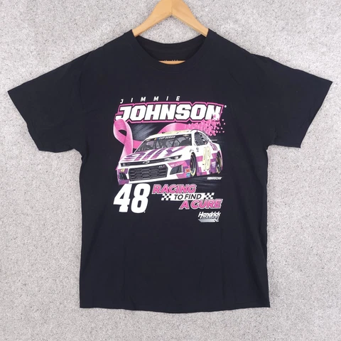 Jimmie Johnson Shirt Men Large Black Pink Hendrick Racing Cure Black Pink Cancer Cover