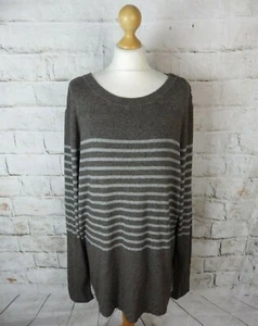 Hugo Boss brown striped 100% cotton XXL chest 50" fine knit jumper slim fit - Picture 1 of 12
