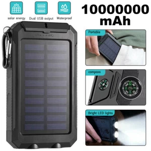 Solar Charger Power Bank Portable Battery External Waterproof Usb 900000mah 2023 - Picture 1 of 9