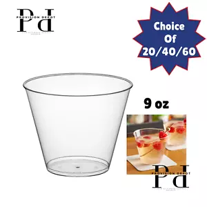 Clear Disposable Plastic Cups 9 Oz/Fashioned Tumblers Fancy For Wedding Event - Picture 1 of 1