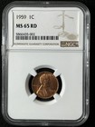 1959  1C RD Lincoln Memorial One Cent  NGC MS65RD   5866435-002