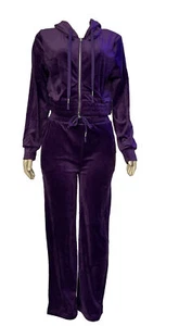 Basic Flannel Fitness Tracksuit Streetwear Sports Crop Hoodie Sweatpants Set - Picture 1 of 4