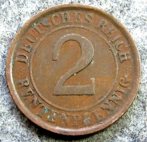 GERMANY WEIMAR REPUBLIC 1923 A 2 RENTENPFENNIG, SHEAF OF WHEAT km# 31 - Picture 1 of 6