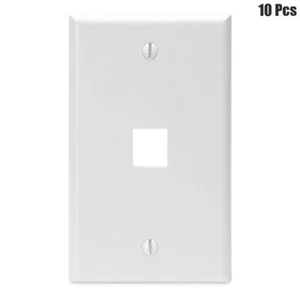 10 Pcs 1 Port Hole Keystone Jack Audio Video Wall Plate Faceplate 1-Gang White - Afbeelding 1 van 3