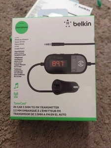 Belkin TuneCast In-Car 3.5mm Aux Audio to FM Transmitter Universal Hands Free - Photo 1 sur 3