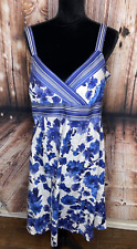 R & K Originals Size 16 DRESS Floral Sundress Built in Bra blue flowers