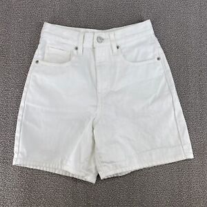 Uniqlo Dad Shorts Women's 23 High Rise Light Wash Cotton Denim White Jean Shorts