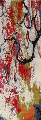 Turkish Abstract 3x10 Ft Runner Rug Transitional Rug Soft Pile - Image 1 of 4