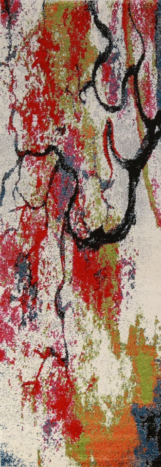 Turkish Abstract 3x10 Ft Runner Rug Transitional Rug Soft Pile - Image 1 of 4