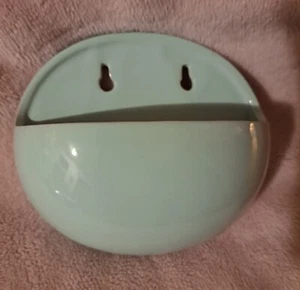 Wall Pocket Planter Hanging Vase Pastel Turquoise Ceramic Retro Minimalist  - Picture 1 of 10