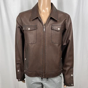 BKE Buckle Men's Large Brown Full Zip Faux Leather Jacket - Picture 1 of 8