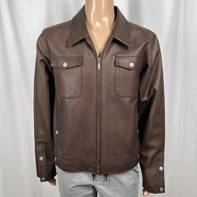 BKE Buckle Men's Large Brown Full Zip Faux Leather Jacket - Image 1 of 4