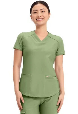 Cherokee Scrubs Form V Neck Top CK840 BRSG Bright Sage Free Shipping - Image 1 of 4