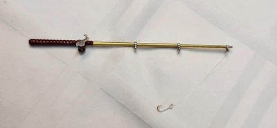 Miniature Doll House Fishing Rod 1: 12 Mini Fisherman Pole Figurine REEL TURNS! - Image 1 of 4
