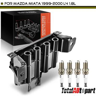 1pcs Ignition Coil & 4x Iridium & Platinum Spark Plug Kits for Mazda Miata 99-00 - Image 1 of 4