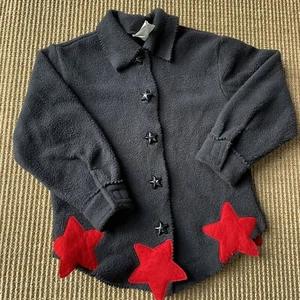 Vintage 90s Star Fleece Jacket by Spikey Malone - Size 7 USA Made Girls - Picture 1 of 5