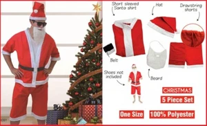 Adult SUMMER SANTA Felt COSTUME Traditional Work Christmas Beach Pool BBQ Party - Picture 1 of 2