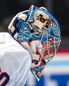 Ilya Sorokin Up-Close Mask New York Islanders 8x10 NHL Hockey Photo - Picture 1 of 1