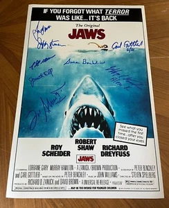 * JAWS * signed 12x18 poster * BACKLINIE, KRAMER, GOTTLIEB +5 MORE * PROOF * 18 - Picture 1 of 9