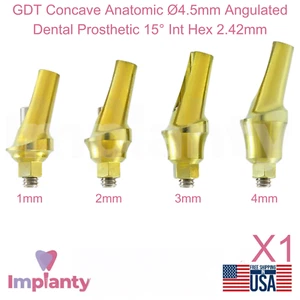 GDT Cóncava Anatómica Ø4,5 mm Angulada Prótesis Dental 15° Int Hex 2,42 mm - Imagen 1 de 4