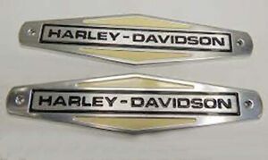 Early Harley Shovelhead Fuel Tank Emblem Heavy Brass Customize Brass Badge Set