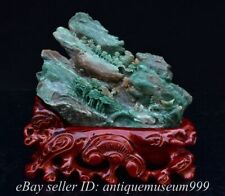 9.2"Chinese Natural Dushan Jade Carved Feng shui Mountain Carriage People Statue