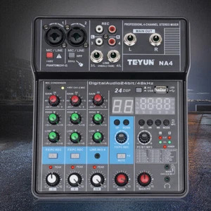 4 Channel Audio Mixer Bluetooth Live Sound Mixing USB Console Amplifier Studio - Picture 1 of 19