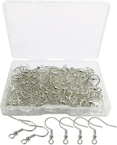 120Pcs Earring Hooks with Ball and Coil, Hypo Allergenic Plated Silver Ear Wires - Picture 1 of 12