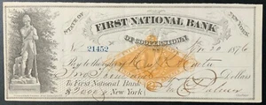1876 FIRST NATIONAL BANK OF COOPERSTOWN NEW YORK CHECK! - Picture 1 of 2