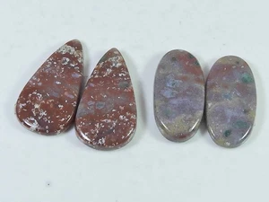 26-29MM Natural Red Bloodstone Matched 2Pair Cabochon for Earring Making a455 - Picture 1 of 9