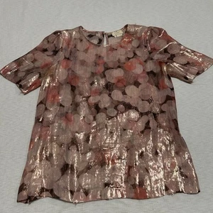 Camicetta Kate Spade New York Shimmer Dot seta metallizzata donna taglia 10 DIFETTI - Foto 1 di 10