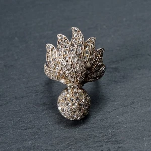 Anillo antiguo Royal Artillery Grenadier Guards 585 oro blanco diamante talla rosa - Imagen 1 de 9