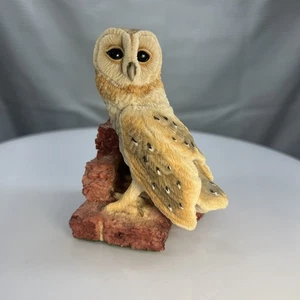 Vtg 1992 Barn Owl Resin Marble 3" Figurine Collectible World Studios Made In UK - Picture 1 of 7
