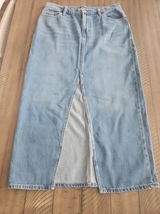 Old Navy Denim Maxi Jeansrock 8 Mid Rise Drapey Frontschlitz Boho 90er minimalistisch - Bild 1 von 11