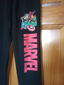 Marvel Graphic XS Black Sweatpants, drawstring waist and elastic, Cotton blend - Picture 1 of 21