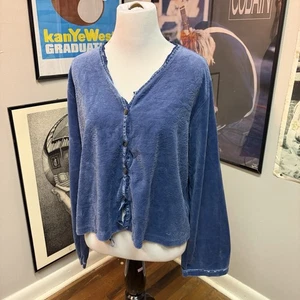 Top manga larga terciopelo azul vintage Y2k Victorias Secret Country talla grande - Imagen 1 de 8