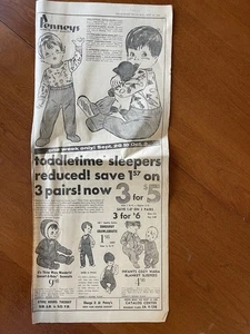 Penney’s Dept.  Store Toddletime Sleepers 1964 Newspaper Ad Clipping Elkhart IN - Picture 1 of 8