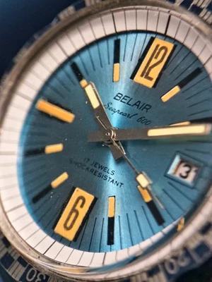 Reloj de buceo BELAIR Seapearl 600 17 joyas 15 ATM bisel de tablero de ajedrez vintage Foto 1 de 4