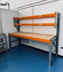 Schwerlast Werkbank 2 m hoch x 0,9 m tief x 3 m breit Regal Regale Seitenbank - Bild 1 von 3