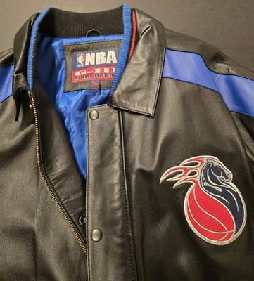 Chaqueta de cuero vintage Detroit Pistons G-III deportiva rara NBA usada dos veces perfecta Foto 1 de 4