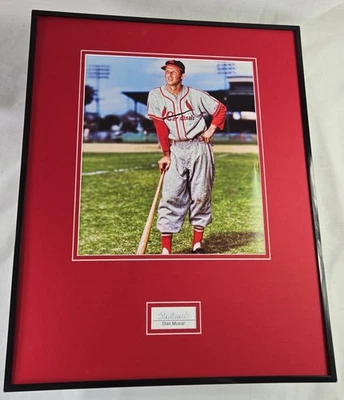 Stan Musial Signed Photo Display Framed 16x20 Cardinals PSA - Image 1 of 2