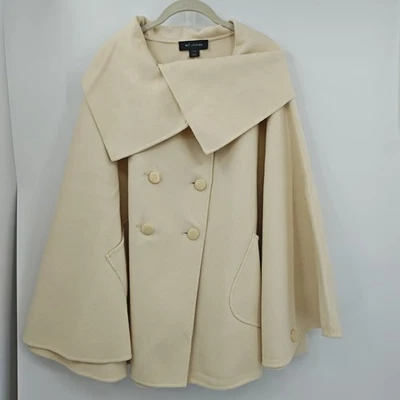 St John Cape Poncho Oversized Small Ivory Angora Wool Cashmere Blend - Image 1 of 4